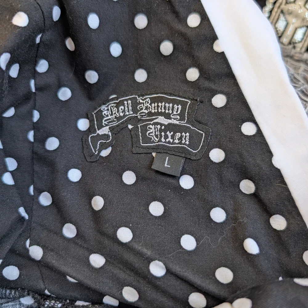 Hell Bunny Navy Polka Dot Midi Dress - Picture 7 of 7